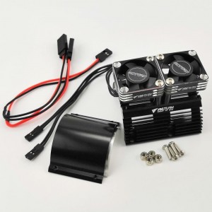 Super Cool Black  - Twin Fan Aluminum Heat Sink for Motor w/ 40-42mm Diameter (Aluminium Fans 30x30 28000RPM)