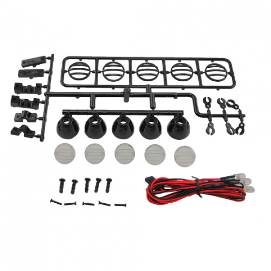 RC LED Light Set - 5 Leads with Plastic Roof Rack for 1/10 RC Crawlers - Black 115.5x15x29mm Lead Dia: 4.85mm