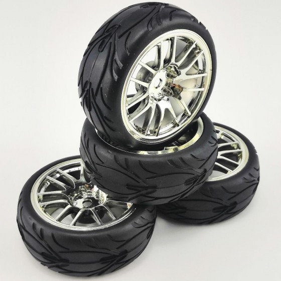 A2 Type - Silver 1/10 Touring Car Tires for HSP94123, 12mm hex   62x26mm,   4pcs/set without gluded