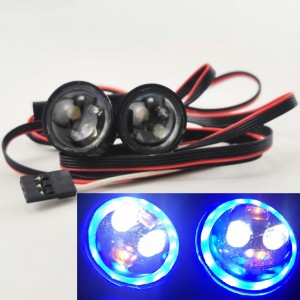 RC Headlight Set - Blue Ring 6 Lighting Modes 22x22x18mm 3rd Channel Switch