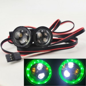 RC Headlight Set - Green Ring 6 Lighting Modes 22x22x18mm 3rd Channel Switch