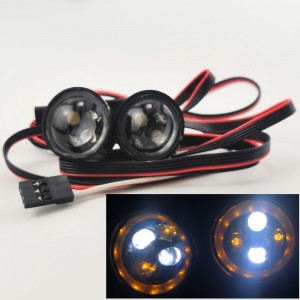 RC Headlight Set - Yellow Ring 6 Lighting Modes 22x22x18mm 3rd Channel Switch