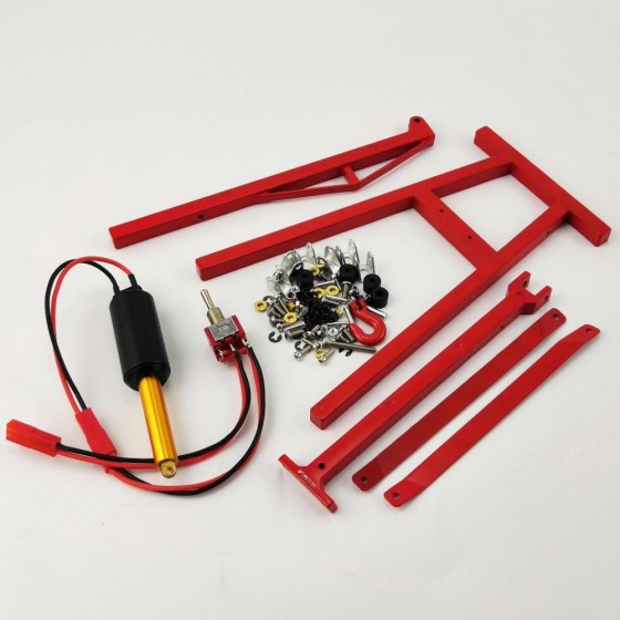 Metal 1/10 Scale RC Car Foldable Engine Repair Stand / Shop Crane Lift - Red 150x90x158mm (Unassemblied)