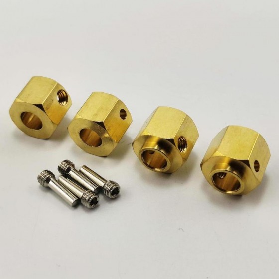 Brass Wheel Hex Adaptor Extensions 12x10mm RTUP02015D: 12x10mm 4pcs/set