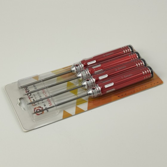 Classic Allen Wrench Set - Red 4pcs RTT1127A1 Hex1.5 x 180mm RTT1127A2 Hex2.0 x 180mm RTT1127A3 Hex2.5 x 180mm RTT1127A4 Hex3.0 x 180mm White Steel Tips