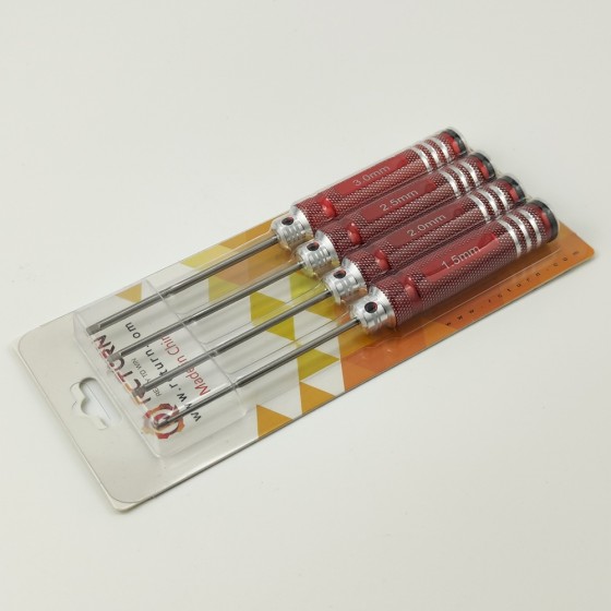 White Steel Allen Wrench Set - Red 4pcs RTT11025A Hex1.5 x 180mm RTT11025B Hex2.0 x 180mm RTT11025C Hex2.5 x 180mm RTT11025D Hex3.0 x 180mm White Steel Tips 4pcs/set