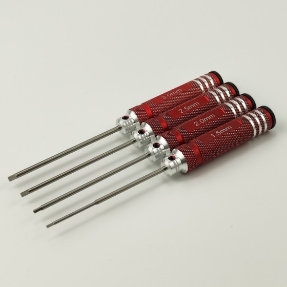 White Steel Allen Wrench Set - Red 4pcs RTT11025A Hex1.5 x 180mm RTT11025B Hex2.0 x 180mm RTT11025C Hex2.5 x 180mm RTT11025D Hex3.0 x 180mm White Steel Tips 4pcs/set