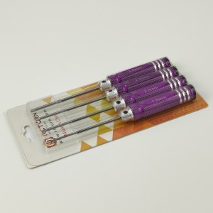 White Steel Allen Wrench Set - Purple 4pcs RTT11067A Hex1.5 x 180mm RTT11067B Hex2.0 x 180mm RTT11067C Hex2.5 x 180mm RTT11067D Hex3.0 x 180mm White Steel Tips 4pcs/set