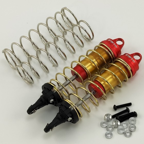 Locking Collars 25x123mm Alloy Adjustable Shocks Damper with Spare Spring - Red / Spare Spring Dia: 1.8mm Length: 123-94mm for 1/8 ARRMA / TRAXXAS and Other RC Cars