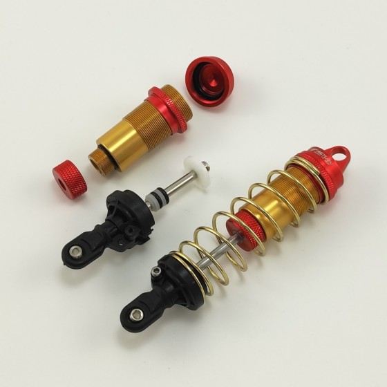 Locking Collars 25x143mm Alloy Adjustable Shocks Damper with Spare Spring - Red / Spare Spring Dia: 1.8mm Length: 143-103mm for 1/8 ARRMA / TRAXXAS and Other RC Cars