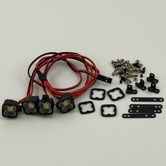 1+1+1+1 Four Leads RC LED Light Bar - Solid White 5V-8.4V 5050 LED Leads 14x14(17)x12mm (x4)