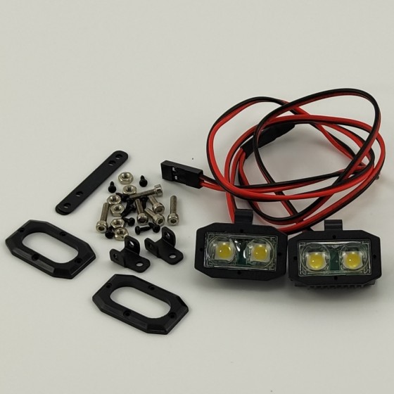 2+2 Two Pair Leads RC LED Light Bar - Solid White 5V-8.4V 5050 LED Leads 25x15(20)x13mm (x2)