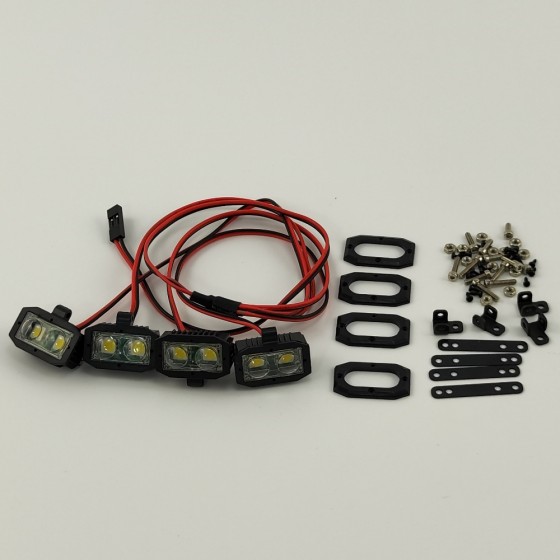 2+2+2+2 Four Pair Leads RC LED Light Bar - Solid White 5V-8.4V 5050 LED Leads 25x15(20)x13mm (x4)