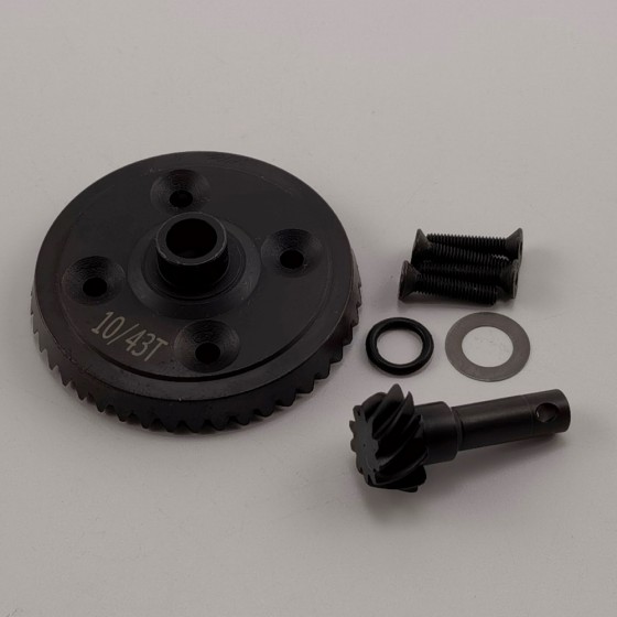 Steel Differential Bevel Gear 43T & Pinion Gear 10T for 1/8 Traxxas Sledge Monster Truck (Ring Gear)