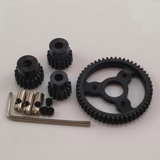 Hardened Spur & Pinion Gear Set (52T/15T/17T/19T) for Traxxas Slash Rustler 4x5