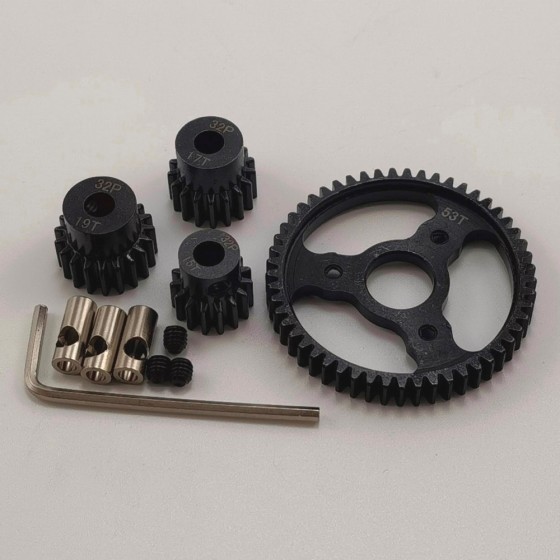 Hardened Spur & Pinion Gear Set (53T/15T/17T/19T) for Traxxas Slash Rustler 4x4