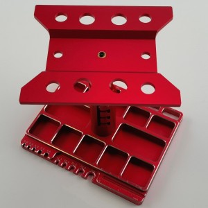 Multifunctional Alloy Five Heights Adjustable RC Car Work Stand Kit for 1/10 Scale RC Cars - Red 160x130x(120/135//145//161/170)mm, Unassemblied Screw Length (0-5cm) & Size (M2.0-4.0) Measuring, Soldering Jigs for XT90, XT60, SM, T-Pug/Deans, T30, Shock C