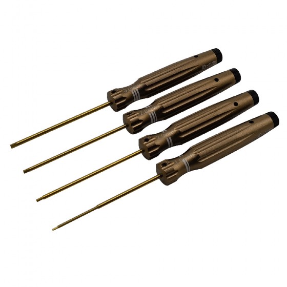 Classic Hex Allen Wrench Set  - Bronze 4pcs RTT23C4BZA Hex1.5 x 191mm RTT23C4BZB Hex2.0 x 191mm RTT23C4BZC Hex2.5 x 191mm RTT23C4BZD Hex3.0 x 191mm Titanium Coated Tips      4pcs/set