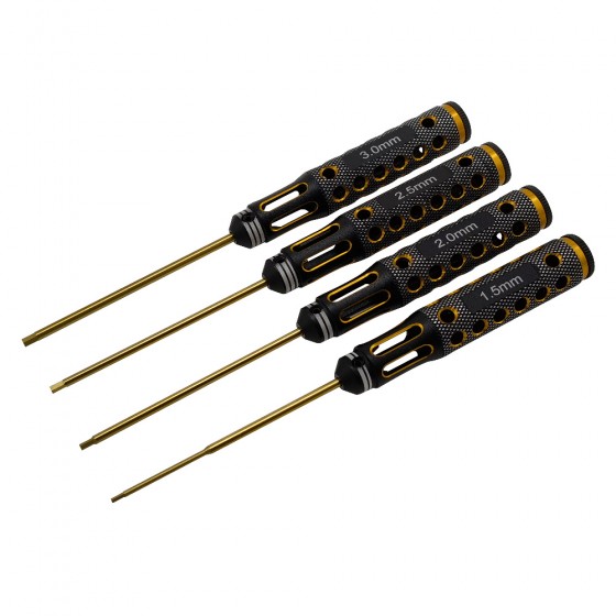 Premium Allen Wrench Set 4pcs: Gold Pen RTT23C1GDA Hex1.5 x 187mm RTT23C1GDB Hex2.0 x 187mm RTT23C1GDC Hex2.5 x 187mm RTT23C1GDD Hex3.0 x 187mm Tit-Coated Tips 4pcs/set