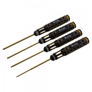 Premium Allen Wrench Set 4pcs: Gold Pen RTT23C1GDA Hex1.5 x 187mm RTT23C1GDB Hex2.0 x 187mm RTT23C1GDC Hex2.5 x 187mm RTT23C1GDD Hex3.0 x 187mm Tit-Coated Tips 4pcs/set