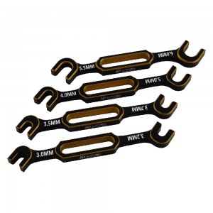 Aluminum RC Turnbuckle Wrenche Set for 1/10 and 1/8 Scale Vehicles: Gold 3.0/3.2mm, 3.5/3.7mm, 4.0/5.0mm, 5.5/6.0mm