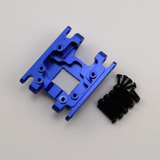 V2 Alloy Center Gear Box Mount for TRX-4M 1/18th Scale Crawler: Blue (Transmission Case Mount)