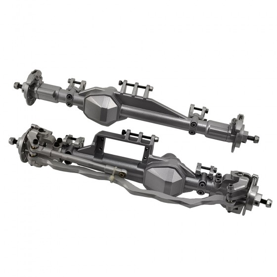 Metal Complete Assembled Axle w/ heavy Duty Gears & Truss & Steering Knuckle for Axial RBX10 Ryft: Silver