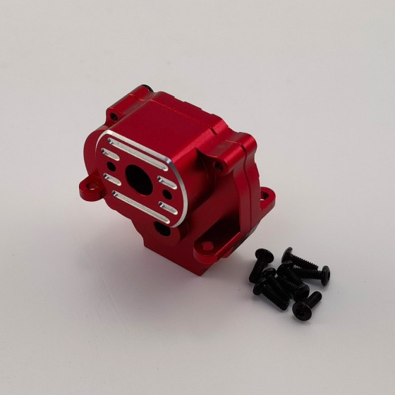 V3 Alloy Center Gear Box Housing Set for TRX-4M 1/18th Scale Crawler: Red (Transmission Gear Case)