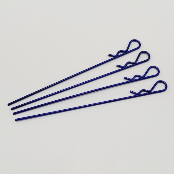 Alloy Extra Long Body Clips for 1/8 1/5 RC Touring Car: Blue Rod Dia: 1.7mm Length: 140mm 4pcs/bag