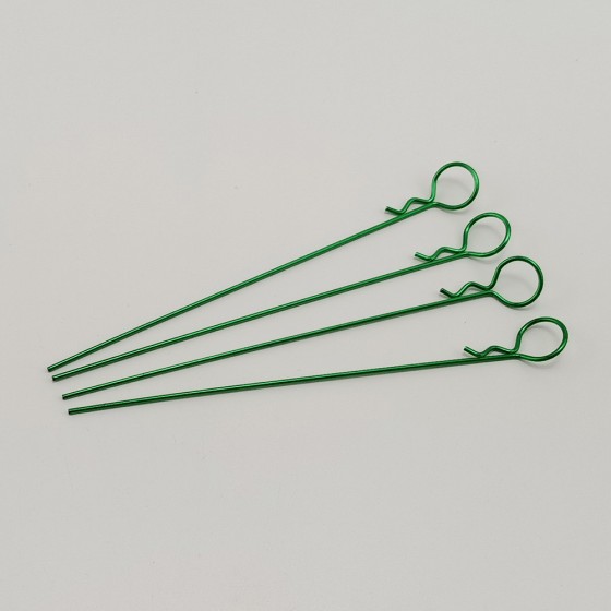 Alloy Big Ring Extra Long Metallic Body Clips for 1/10 RC Car: Green Rod Dia: 1.2mm Length: 120mm Ring Dia: 12.5mm 4pcs/bag
