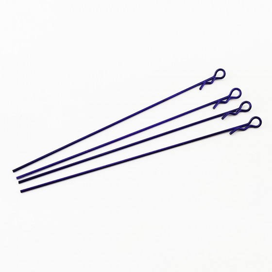 Alloy Small Ring Extra Long Metallic Body Clips for 1/10 RC Car: Blue Rod Dia: 1.1mm Length: 120mm Ring Dia: 6.3mm 4pcs/bag