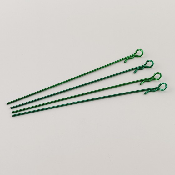Alloy Small Ring Extra Long Metallic Body Clips for 1/10 RC Car: Green Rod Dia: 1.1mm Length: 120mm Ring Dia: 6.3mm 4pcs/bag