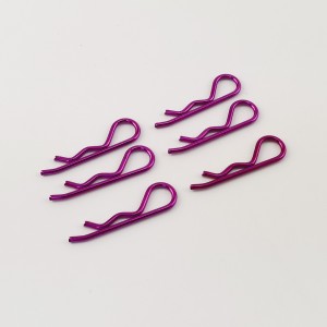 Alloy Body Clips for 1/8 1/5 RC Car: Purple Rod Dia: 1.7mm Length: 40mm 6pcs/bag
