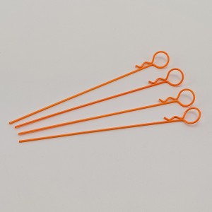 Big Ring Extra Long Metallic Body Clips for 1/10 RC Car: Fluorescent Orange Rod Dia: 1.2mm Length: 120mm Ring Dia: 12.5mm 4pcs/bag
