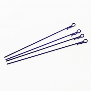 Alloy Small Ring Extra Long Metallic Body Clips for 1/10 RC Car: Blue Rod Dia: 1.1mm Length: 120mm Ring Dia: 6.3mm 4pcs/bag