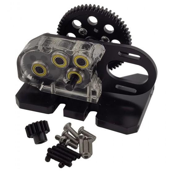 Clear Acrylic Plastic 2Low Transmission 30% OD Gearbox for 1/10 RC Crawler Comp Builds SCX10 PRO Gspeed UGRC LCG Chassis Rigs: Black