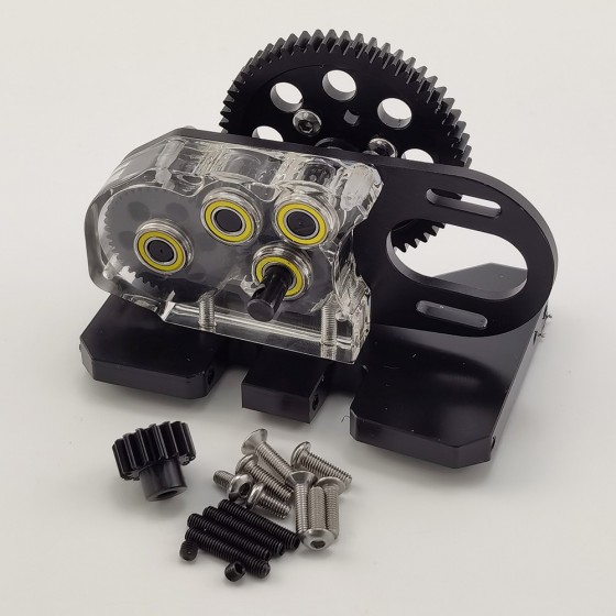 Clear Acrylic Plastic 2Low Transmission 30% OD Gearbox for 1/10 RC Crawler Comp Builds SCX10 PRO Gspeed UGRC LCG Chassis Rigs: Black