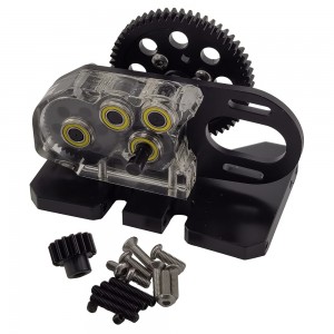 Clear Acrylic Plastic 2Low Transmission 30% OD Gearbox for 1/10 RC Crawler Comp Builds SCX10 PRO Gspeed UGRC LCG Chassis Rigs: Black
