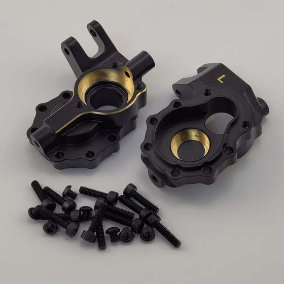 V2 Black Brass Inner Front Portal Housing / Front Steering Knuckle Set for TRX-4 / TRX4 1/10th Scale Crawler (Front Steering Knuckle /  Knuckle Arm) 52.5g/pc 2pcs/set