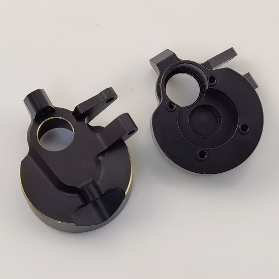 V2 Black Brass Inner Front Portal Housing / Front Steering Knuckle Set for Axial Capra1.9 UTB / SCX10 III: B Style 99g/pc 2pcs/set