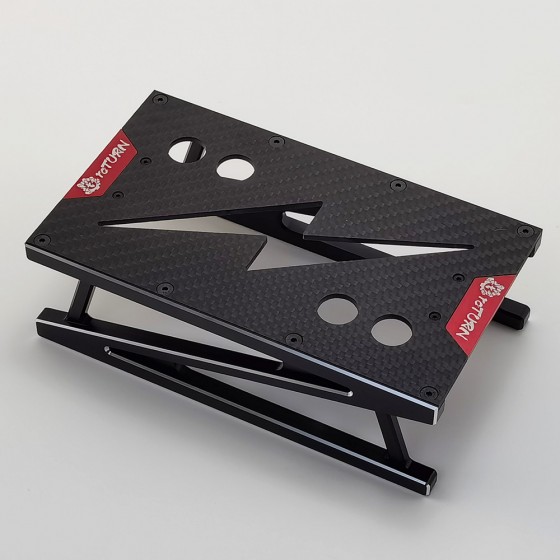 Carbon Fibre / Alloy RC Car Work Stand for 1/10 RC Cars: Red / Silver 160x93x50mm (Rc Car Repair Assembly Display)