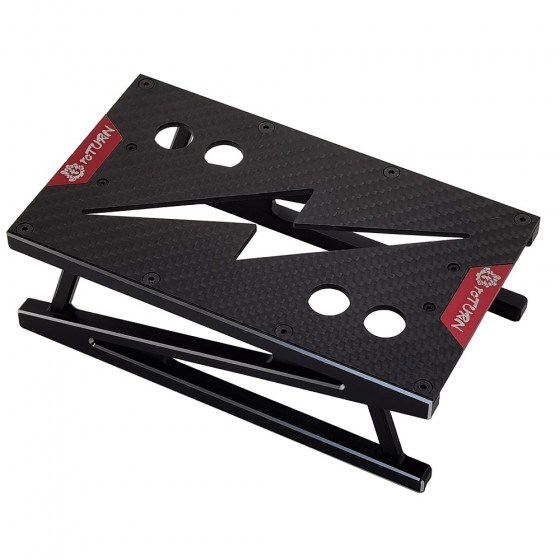 Carbon Fibre / Alloy RC Car Work Stand for 1/10 RC Cars: Red / Silver 160x93x50mm (Rc Car Repair Assembly Display)