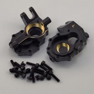 V2 Black Brass Inner Front Portal Housing / Front Steering Knuckle Set for TRX-4 / TRX4 1/10th Scale Crawler (Front Steering Knuckle /  Knuckle Arm) 52.5g/pc 2pcs/set