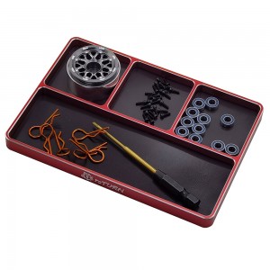 Alloy RC Week Magnetic Screw Tray 128x89x10mm: Red