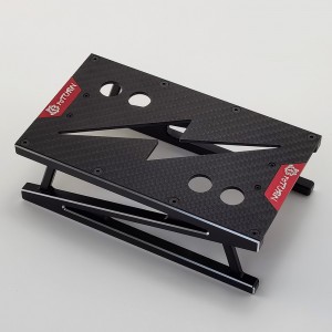 Carbon Fibre / Alloy RC Car Work Stand for 1/10 RC Cars: Red / Silver 160x93x50mm (Rc Car Repair Assembly Display)