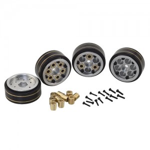 Brass Adjustable Weight 1.0'' Beadlock Wheel Rims for 1/24 1/18 RC Crawler: Silver