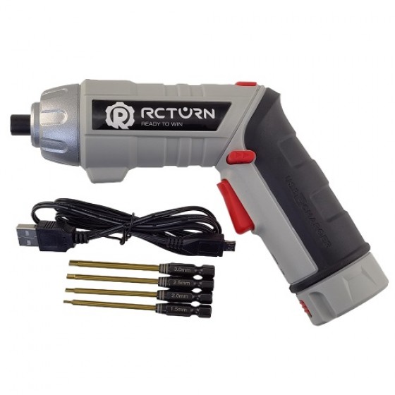 P6 RC Power Tool Electric Mini Screwdriver with Classic Tit-Coated Tips 3.6v, 1300mAh, 180rpm, 3.5Nm, Chuck 6.35mm Hex, 400g weight, 18650 Battery Hex1.5/2.0/ 2.5/3.0mm/ 1set
