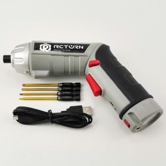 P6 RC Power Tool Electric Mini Screwdriver with Classic Tit-Coated Tips 3.6v, 1300mAh, 180rpm, 3.5Nm, Chuck 6.35mm Hex, 400g weight, 18650 Battery Hex1.5/2.0/ 2.5/3.0mm/ 1set