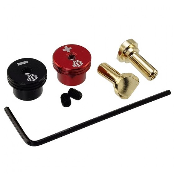 V2 Aluminum RC Heatsink Bullet Plug Grips w/4.0mm Bullets (Black/Red) for Battery Charge Connector