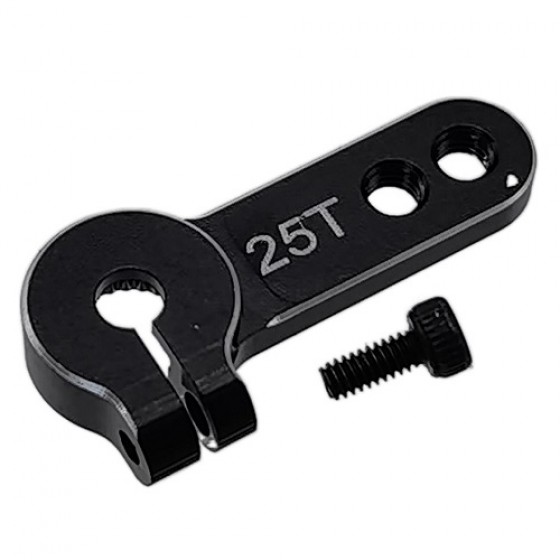 Side Clamping Aluminium RC Servo Horn - 25T: Black